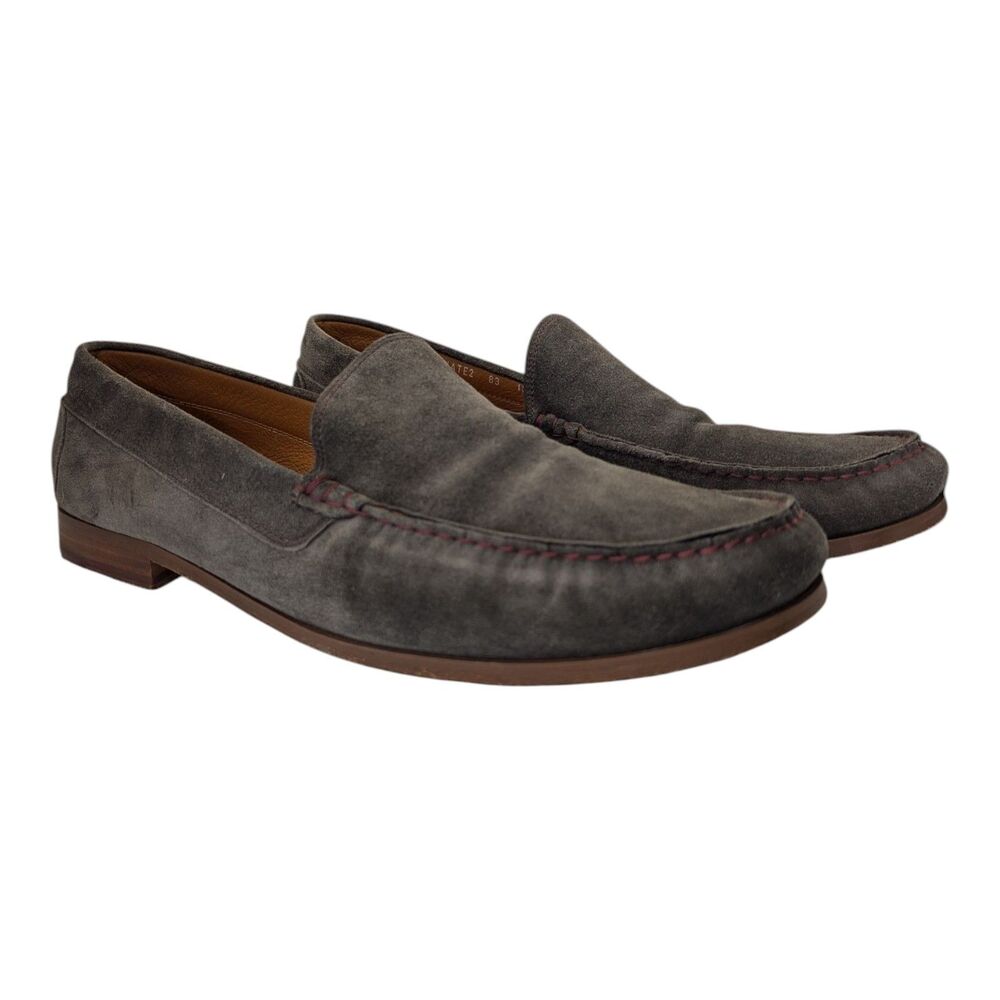 Donald Pliner Nate2 Suede Loafers Grey Slip-On Dress Casual Shoes Men's 13M